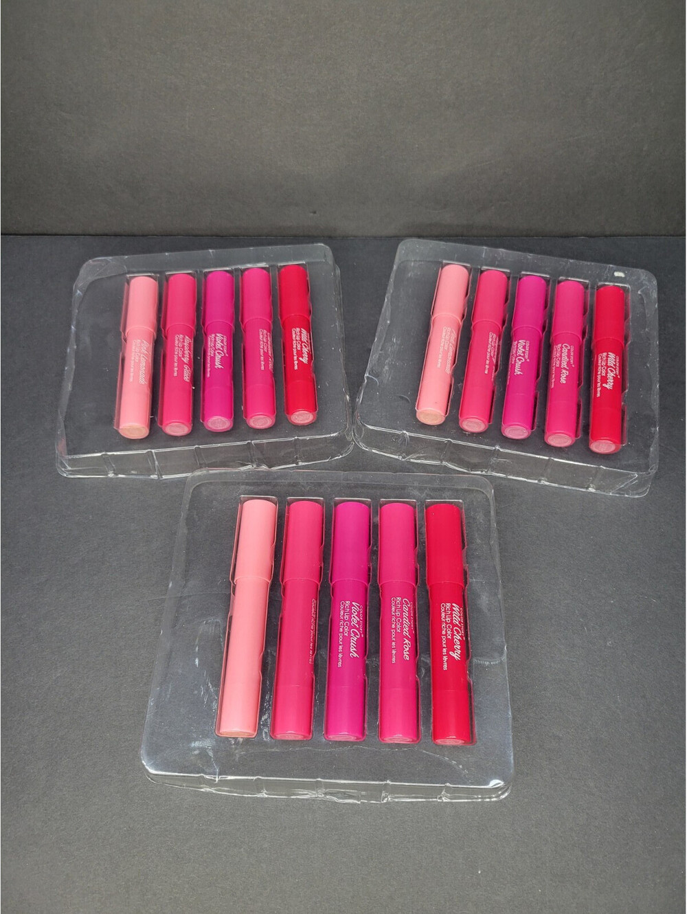 (Lot of 3) 5 Pc Lip Color Crayons COLOR STORY Sweet Treats Cherry Rose Violet